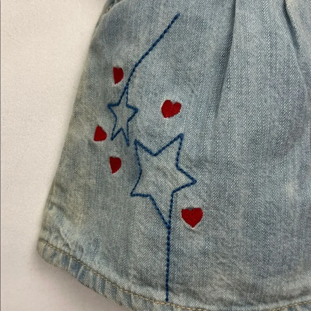 OshKosh B’Gosh embroidered and faded denim overall dress size 24 months